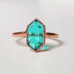 Handmade Electroformed Quartz <b>Ring</b> Custom Color Copper Jewelry Crystal Gemstone Statement Adjustable Boho <b>Ring</b> - Product Image 4