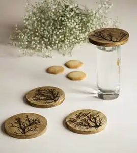 Ensemble de sous-verres en bois modernes, élégants et écologiques pour la cuisine à domicile, tapis et tampons de thé de style classique personnalisables - Product Image 4