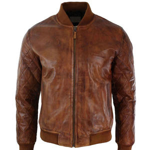 Veste de motard zippée en cuir véritable couleur marron pour hommes en gros veste de motard en cuir décontracté Kamel Vintage - Product Image 2