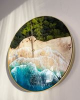 JAM DINDING Resin Epoksi Buatan Tangan Ukuran Sesuai Pesanan Dioperasikan dengan Baterai Desain Modern Pola Geometris Abstrak Pernikahan Rumah