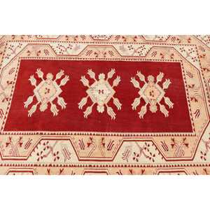 พรมตุรกี ขนาด 4.9x6.7 ฟุต พรมวินเทจ พรมขนสัตว์ลายทางสีแดง - Product Image 5