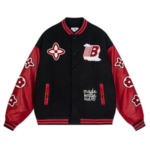Chaqueta de Invierno con Bordado de Letras de Hip-Hop y Estampado de Flocado para Hombre, Chaquetas de Béisbol Personalizadas de Alta Calidad para Hombre - Product Image 1