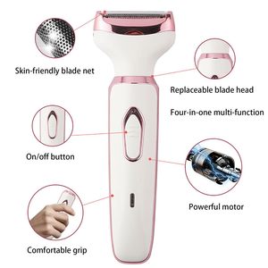 Depiladora Eléctrica 4 en 1 para Mujer, Resistente al Agua, Depilación Corporal, con Fuente de Alimentación USB, Certificación IPX7 - Product Image 6