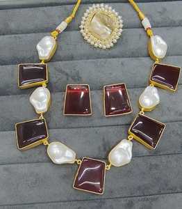 Collares de compromiso de boda de estilo étnico de Bollywood chapados en oro para mujer AD CZ Victoria Set Zircon Number Shape Strand Chains - Product Image 3