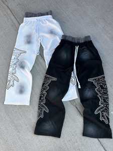 Pantalones de chándal con logotipo personalizado de doble cintura para hombre de alta calidad al por mayor, pantalones de chándal holgados de algodón 100% para hombre - Product Image 6