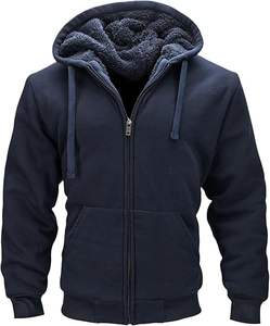 Sudadera con Capucha para Hombre, con Forro de Sherpa, Cierre de Cremallera, Manga Larga, Talla Regular, Logotipo Personalizado, Diseño Sólido, a la Moda - Product Image 5