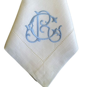 Serviettes et napperons en lin/coton d'usine directe de qualité supérieure serviette brodée à bord festonné pour les fêtes de mariage - Product Image 5