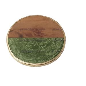 Vente en gros de sous-verres promotionnels ronds transparents à impression personnalisée en bois et résine avec logo sous-verres à café pour boissons - Product Image 1