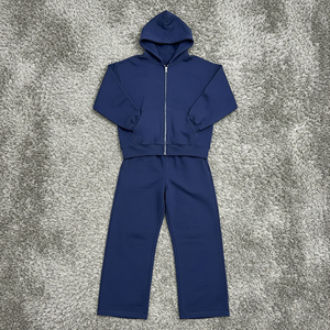 Luxe de haute qualité personnalisé imprimé 100% coton surdimensionné fermeture éclair homme survêtements Logo personnalisé streetwear homme 2 pièces ensemble - Product Image 4