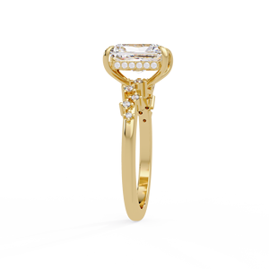 Anillos de Compromiso de Oro Amarillo de 14K con Diamante Radiante Cultivado en Laboratorio con Halo Oculto, Certificado IGI, Joyería Personalizada al por Mayor - Product Image 5