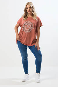 T-shirt imprimé écologique pour femmes, motif Mandala, couleur orange, Choose Happiness, style décontracté, été - Product Image 2