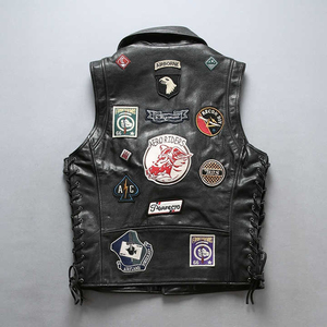 Gilet en cuir véritable pour hommes de meilleure qualité grande taille chaud et imperméable pour le printemps avec décoration de poche design sans manches - Product Image 3