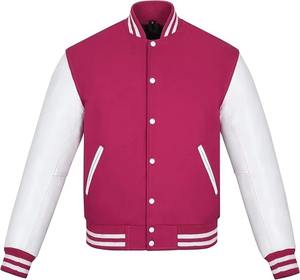 Veste universitaire pour homme OEM, logo personnalisé, tissu en laine, manches en cuir, col en tricot côtelé, veste de baseball respirante, vente en gros 2026 - Product Image 1