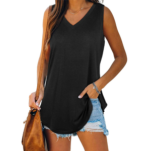 Camiseta de gimnasio para mujer con servicio OEM personalizado, Camiseta corta deportiva informal de talla grande para mujer, camiseta sin mangas unisex para mujer, gran oferta - Product Image 3