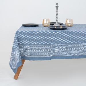 Mantel de Algodón Estampado a Mano con Bloques Dabu, Edición Limitada de Lujo, Diseño Floral, Hecho a Mano en India - Product Image 1