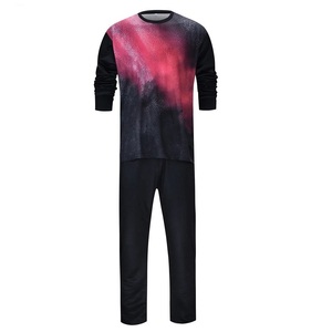 French Terry Sports Plus Size <b>Men's</b> Sweat <b>Shirt</b> and Jogger Set Gym Plain <b>Fleece</b> Winter Jogging Crewneck Tracksuits Set - Product Image 2