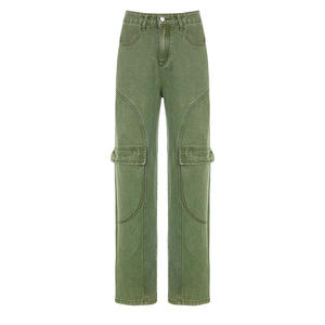 OEM Pantalon cargo taille haute pour femmes de haute qualité Streetwear respirant Hip Hop Denim décontracté Poches multiples à rabat pour ample - Product Image 2