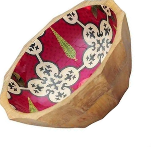 Juego de tazones de frutas y ensaladas de madera de colores naturales de alta calidad, plato tallado para servir frutas y ensaladas para bodas, venta al por mayor - Product Image 4