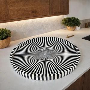 Plateau de service en os incrusté de qualité export, pour le petit-déjeuner, le service d'événements et l'affichage décoratif, disponible au prix d'exportation - Product Image 4