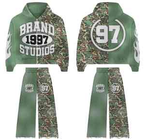 Conjunto de Sudadera con Capucha de Algodón Lavado al Ácido para Hombre, con Logotipo Personalizado, Transpirable, Resistente al Viento, Ecológico, para Gimnasio, Fitness y Uso Casual en Invierno - Product Image 6