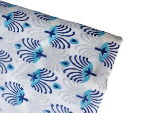 Tissu Nomex imprimé floral naturel feuille bleue matériau en coton léger pour les robes de course pour femmes idée cadeau unique pour les filles - Product Image 4