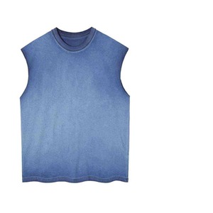 Alta calidad 280 GSM algodón de gran tamaño trabajo Sun-Faded ácido lavado Boxy recortado camisetas sin mangas transpirable diseño de logotipo personalizado - Product Image 6