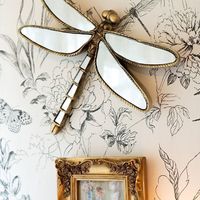 Miroir mural en résine vieilli avec motif papillon et libellule, tableau décoratif mural, animal réaliste, luxe léger