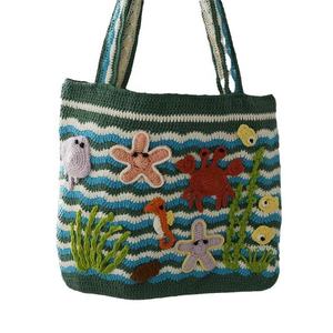 Elegant Ocean Wind Style Hand-Woven Single Shoulder <b>Bag</b> Women's Crochet Design for <b>Easter</b> Handmade Textile & Fabric Crafts - Product Image 1