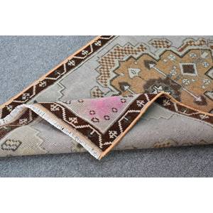 Tapis turc Vintage classique 1.6x2.9ft traditionnel marron gris Patchwork tissage plat laine PP pour salon Latex soutenu - Product Image 4