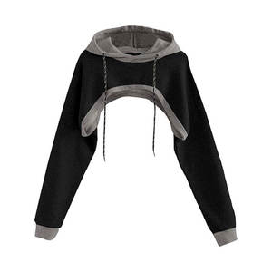 Streetwear en vrac Crop Drop Shoulder Oversize Hoodies pour les femmes Logo personnalisé Chaud Loose Fit Pull - Product Image 4