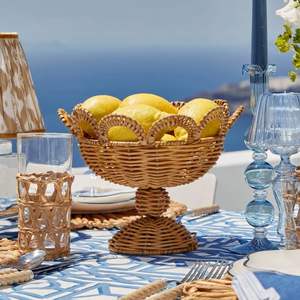 Bol à fruits en rotin naturel avec support pour vaisselle de table et ustensiles de cuisine de haute qualité fabriqués à la main - Product Image 5