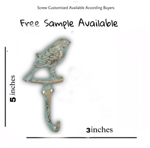 Vintage azul latón desgastado color pájaro pared abrigo y sombrero ganchos llavero colgador muy barato precio al por mayor disponible - Product Image 3