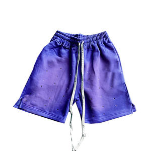 กางเกงวิ่งขาสั้นสำหรับผู้ชายอินเทรนด์ผ้าคาดเอวสูงสีล้วนแบบวินเทจซีดจาง - Product Image 1