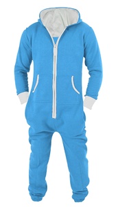 Pyjama une pièce pour homme Combinaison unie pour adulte Vêtements de nuit légers sans pieds Combinaisons unisexes Doublure de couleur contrastée Sweat à capuche - Product Image 4