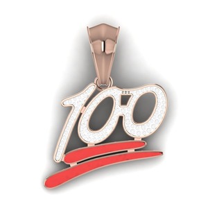 Trending Style IGI Certified Lab Grown Diamond 14k <b>Solid</b> <b>Gold</b> 100 Sign Design <b>Pendant</b> Necklace For Men At Wholesale Price - Product Image 3