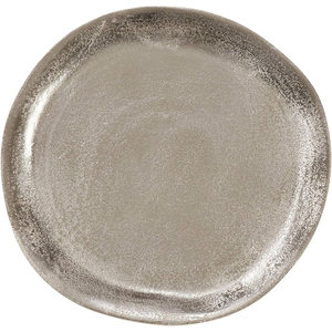 Assiette de présentation en métal gris éblouissant, faite à la main, écologique, motif tourbillon argenté, vaisselle pour mariage, fête et décoration de la maison - Product Image 2