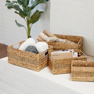 Ensemble de 4 boîtes de rangement en jacinthe d'eau, boîte de rangement artisanale, écologique, naturelle, décoration intérieure et extérieure, vente en gros du Vietnam - Product Image 2