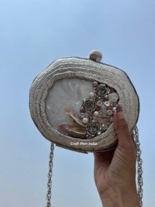Vintage Luxury Mother of <b>Pearl</b> Clutch shiny bride Evening Bags fashionable resin Clutch Bag From Handcraft Metal Purse <b>handbags</b> - Product Image 2