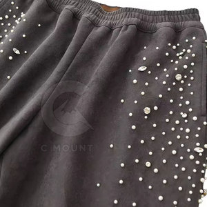 <b>Men</b> Loose Fit Rhinestone Denim Pants Crystal <b>Studded</b> Hip Hop Jeans Rhinestone Embellished <b>Men</b> Trousers - Product Image 3