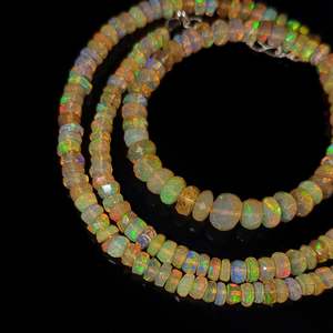 Collar de Perlas de Ópalo Etíope de 4-5.5 mm con Cadena de Acero Inoxidable Dorado, Moderno, Religioso, Bonito, Regalo de Boda, Patrón Numérico - Product Image 1