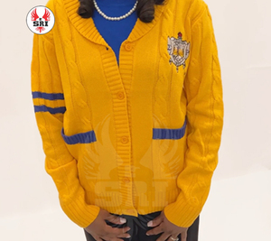 Venta al por mayor logotipo personalizado fraternidad Sigma Gamma Rho mujeres hermandad griega cárdigan de punto de algodón a rayas suéter de las mujeres - Product Image 1