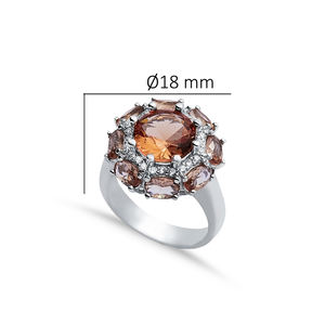 Bague sultanite grappe vintage centre ovale avec pierre précieuse à changement de couleur Surround bijoux en argent sterling 925 plaqué rhodium - Product Image 2