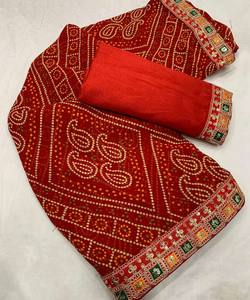 Precioso Sari de Rayón de Seda Vichitra con Tejido Substancial para Fiestas, Estilo Pullover, para Mujer India, con Descuento - Product Image 5