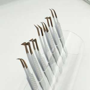 Pinzas de pestañas de 90 grados de volumen con logotipo personalizado, pinzas de extensión de pestañas de cejas de precisión profesional de acero inoxidable puntiagudas - Product Image 6