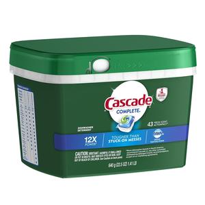 Cápsulas de detergente para lavavajillas Cascade Eco-Friendly, Actionpacs, aroma fresco con potencia Dawn, 43 unidades - Product Image 1