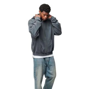 Sweat à capuche zippé en coton personnalisé pour hommes Sweat-shirt en polaire éponge française de haute qualité Sweats à capuche lourds pour hommes - Product Image 3