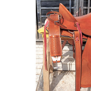 Nouvelle selle de cheval de ranch en cuir naturel occidental de haute qualité, sculptée à la main - Product Image 3