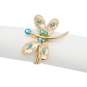 Rond de serviette en acier inoxydable de luxe avec plume de style occidental Fourniture d'usine pour la décoration de table d'hôtel de fête de Noël - Product Image 3