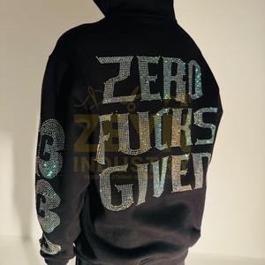 Rhinestone Printed <b>Hoodie</b> <b>and</b> <b>shorts</b> <b>Set</b> Cotton Streetwear Apparel Breathable Comfortable Black color <b>Hoodie</b> <b>Shorts</b> <b>Sets</b> - Product Image 2