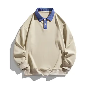Wholesale Custom Loose Fit Patchwork Hoodie Contrast Polo Collar Pullover Casual Men's Hoodies & Sweatshirts